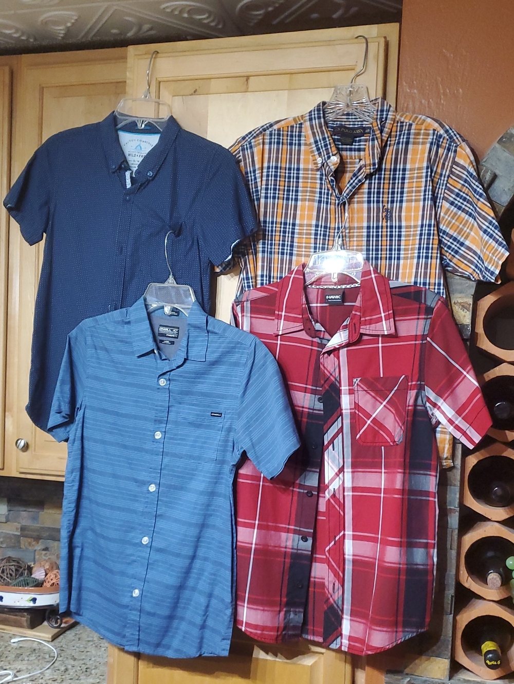 Lot Of 4 Size L Boys Button Down Short Sleeve Shirts O'Neill Hawk U.S. POLO GUC
